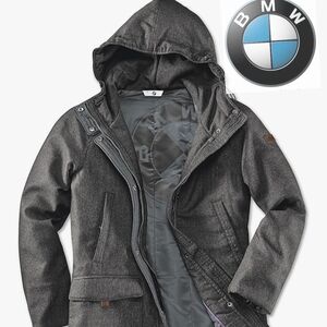 BMW Coat NWOT w Hood & Quilted Lining Women's Small Charcoal Gray Full Zip